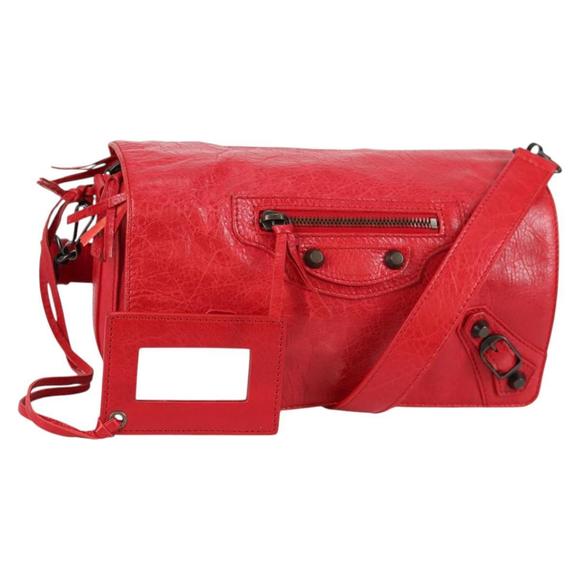 BALENCIAGA Anjo Classic Tool Shoulder Bag Leather Red 327101 Auth yk19453V - Picture 1 of 16